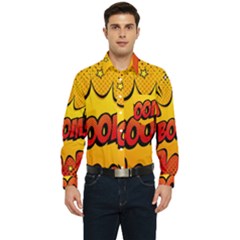 Explosion Boom Pop Art Style Men s Long Sleeve Pocket Shirt  by Pakemis