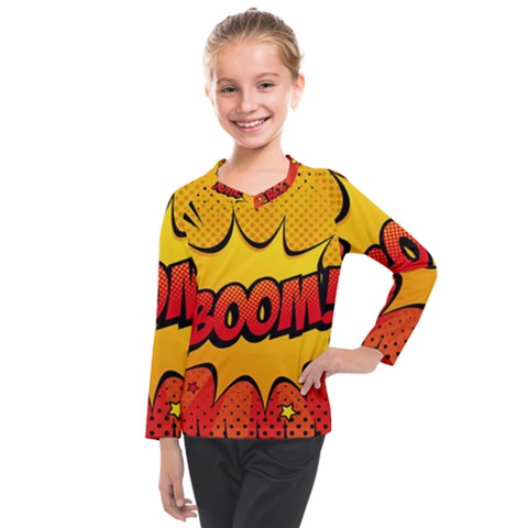 Explosion Boom Pop Art Style Kids  Long Mesh Tee by Pakemis