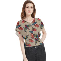 Tattoos Colorful Seamless Pattern Butterfly Chiffon Blouse