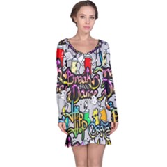 Hip Hop Background Long Sleeve Nightdress by Pakemis