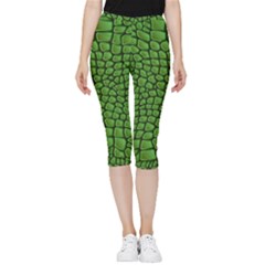 Seamless Pattern Crocodile Leather Inside Out Lightweight Velour Capri Leggings  by Pakemis