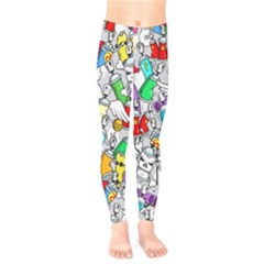 Graffit Characters Seamless Pattern Art Kids  Leggings