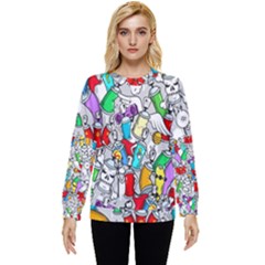 Graffit Characters Seamless Pattern Art Hidden Pocket Sweatshirt by Pakemis