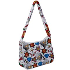 Full Color Flash Tattoo Patterns Zip Up Shoulder Bag by Pakemis