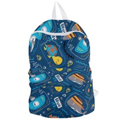 Seamless Pattern Vector Submarine With Sea Animals Cartoon Foldable Lightweight Backpack