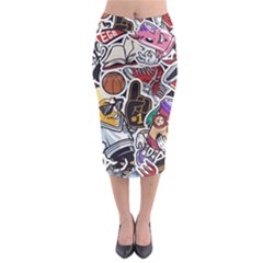 Vintage College Colorful Seamless Pattern Midi Pencil Skirt by Pakemis