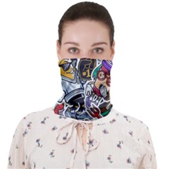 Vintage College Colorful Seamless Pattern Face Covering Bandana (adult)