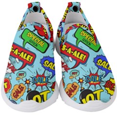 Comic Bubbles Seamless Pattern Kids  Slip On Sneakers by Pakemis