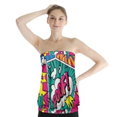 Comic Colorful Seamless Pattern Strapless Top by Pakemis