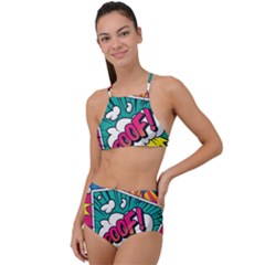 Comic Colorful Seamless Pattern High Waist Tankini Set by Pakemis