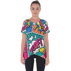 Comic Colorful Seamless Pattern Cut Out Side Drop Tee by Pakemis