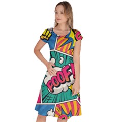 Comic Colorful Seamless Pattern Classic Short Sleeve Dress