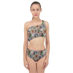 Tattoo Pattern Spliced Up Two Piece Swimsuit by Pakemis