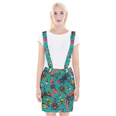 Vintage Colorful Insects Seamless Pattern Braces Suspender Skirt by Pakemis