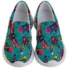 Vintage Colorful Insects Seamless Pattern Kids Lightweight Slip Ons by Pakemis