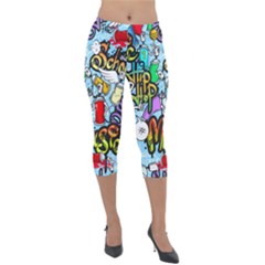 Graffiti Characters Seamless Patterns Lightweight Velour Capri Leggings  by Pakemis