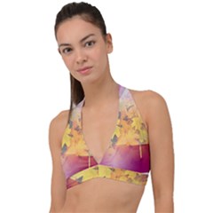 Colorful Nature Halter Plunge Bikini Top by Sparkle