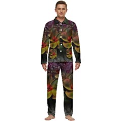 Beautiful Floral Men s Long Sleeve Velvet Pocket Pajamas Set