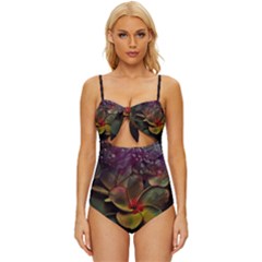 Beautiful Floral Knot Front One-Piece Swimsuit