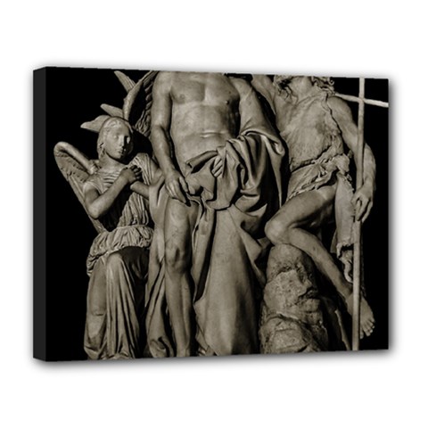 Catholic Motif Sculpture Over Black Canvas 14  X 11  (stretched) by dflcprintsclothing