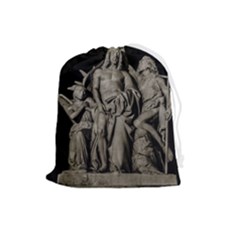 Catholic Motif Sculpture Over Black Drawstring Pouch (large) by dflcprintsclothing