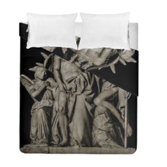 Catholic Motif Sculpture Over Black Duvet Cover Double Side (full/ Double Size) by dflcprintsclothing