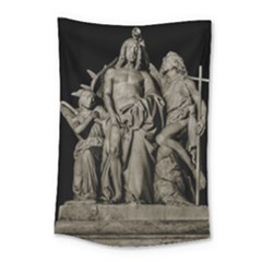 Catholic Motif Sculpture Over Black Small Tapestry by dflcprintsclothing
