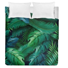 Tropical Green Leaves Background Duvet Cover Double Side (queen Size) by Pakemis