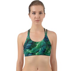 Tropical Green Leaves Background Back Web Sports Bra