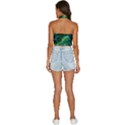 Tropical Green Leaves Background Backless Halter Cami Shirt View4