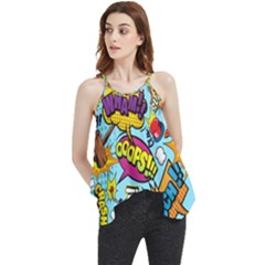 Comic Elements Colorful Seamless Pattern Flowy Camisole Tank Top by Pakemis