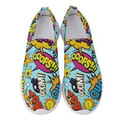 Comic Elements Colorful Seamless Pattern Women s Slip On Sneakers by Pakemis