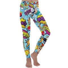 Comic Elements Colorful Seamless Pattern Kids  Lightweight Velour Classic Yoga Leggings by Pakemis