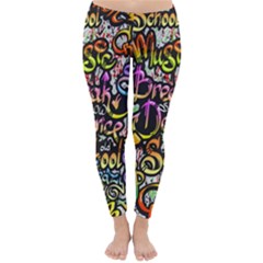 Graffiti Word Seamless Pattern Classic Winter Leggings by Pakemis