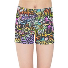 Graffiti Word Seamless Pattern Kids  Sports Shorts