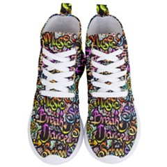 Graffiti Word Seamless Pattern Women s Lightweight High Top Sneakers by Pakemis