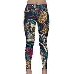 Vintage Art Tattoos Colorful Seamless Pattern Lightweight Velour Classic Yoga Leggings by Pakemis