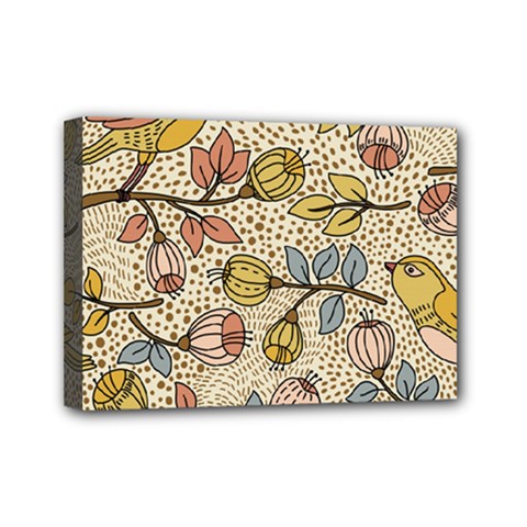 Seamless Pattern With Flower Bird Mini Canvas 7  X 5  (stretched) by Pakemis