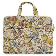 Seamless Pattern With Flower Bird Macbook Pro 16  Double Pocket Laptop Bag  by Pakemis