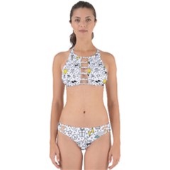 Set Cute Colorful Doodle Hand Drawing Perfectly Cut Out Bikini Set by Pakemis