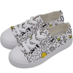 Set Cute Colorful Doodle Hand Drawing Kids  Low Top Canvas Sneakers by Pakemis