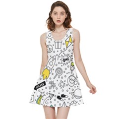 Set Cute Colorful Doodle Hand Drawing Inside Out Reversible Sleeveless Dress by Pakemis