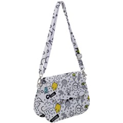 Set Cute Colorful Doodle Hand Drawing Saddle Handbag by Pakemis