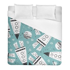 Cute Seamless Pattern With Rocket Planets Stars Duvet Cover (full/ Double Size)