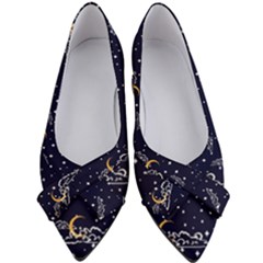 Hand Drawn Scratch Style Night Sky With Moon Cloud Space Among Stars Seamless Pattern Vector Design Women s Bow Heels