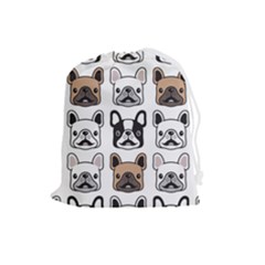 Dog French Bulldog Seamless Pattern Face Head Drawstring Pouch (large) by Pakemis