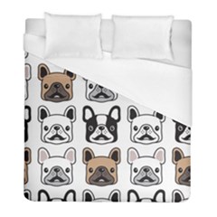 Dog French Bulldog Seamless Pattern Face Head Duvet Cover (full/ Double Size)