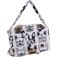 Dog French Bulldog Seamless Pattern Face Head Canvas Crossbody Bag by Pakemis