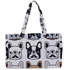 Dog French Bulldog Seamless Pattern Face Head Canvas Work Bag