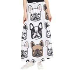 Dog French Bulldog Seamless Pattern Face Head Maxi Chiffon Skirt by Pakemis